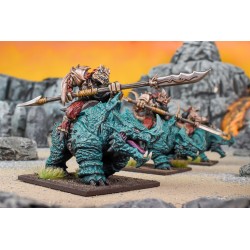 KINGS OF WAR - SALAMANDRES - RÉGIMENT DE CAVALIERS SUR RHINOSAURE - MGKWS404- Mantic games