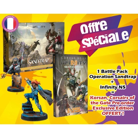 OFFRE_N5 Battle Pack Operation Sandtrap (FR) + Infinity N5 (ENG) avec figurine exclusive offerte