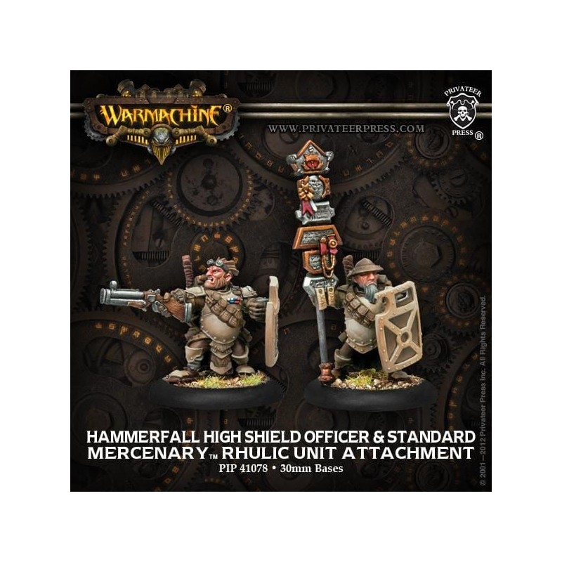 Warmachine - Mercenary - Hammerfall High Shield Gun Corps Officer and Standard Bearer  PIP41078