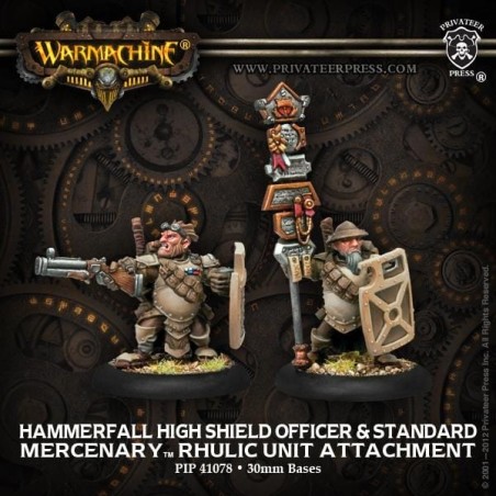 Warmachine - Mercenary - Hammerfall High Shield Gun Corps Officer and Standard Bearer  PIP41078