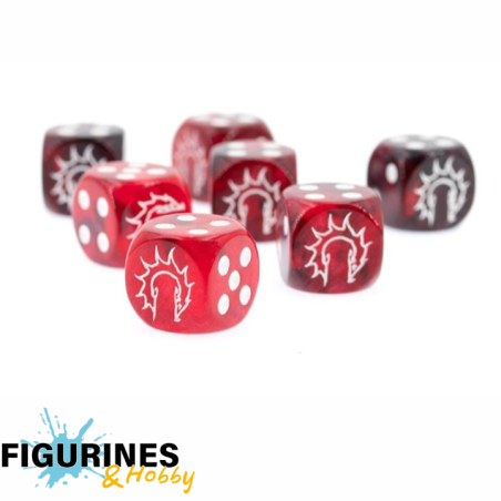 Conquest - First Blood Logo on Dark Red/Black Marbled Dice (x24)