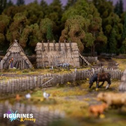 Victrix Miniatures – Dark Ages Hut | 3 maisons